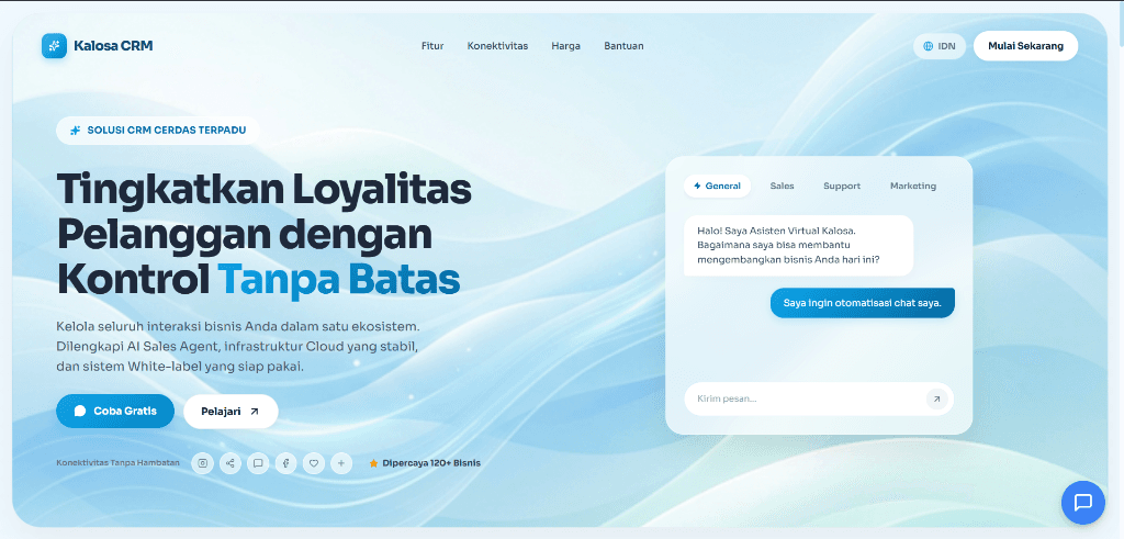 Kalosa CRM Dashboard Mockup
