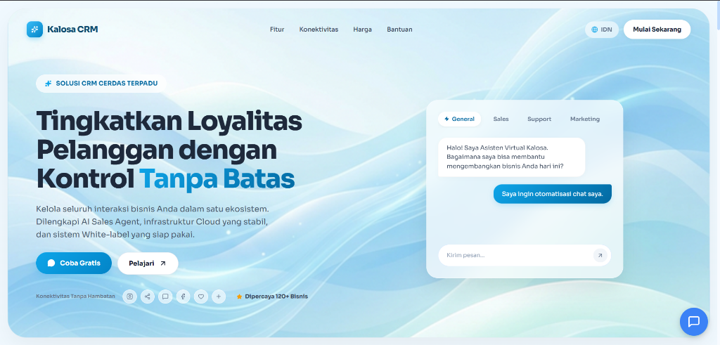 Kalosa CRM Dashboard Mockup